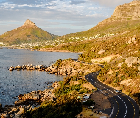 Camps Bay beach with the mountain next to it