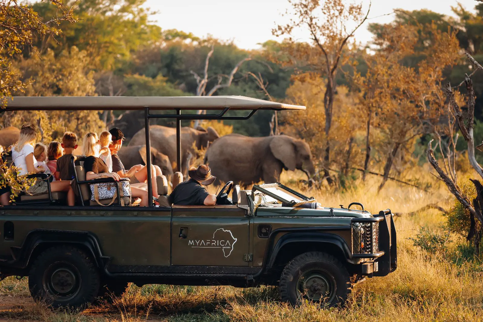 A group of people on safari