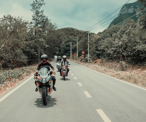 A group of bikers on the open road