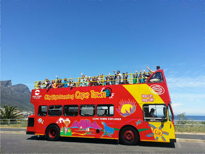 People on the sight seeing bus in Cape Town