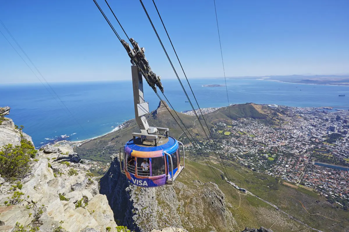 People riding the Cable Cart at Table Mountain